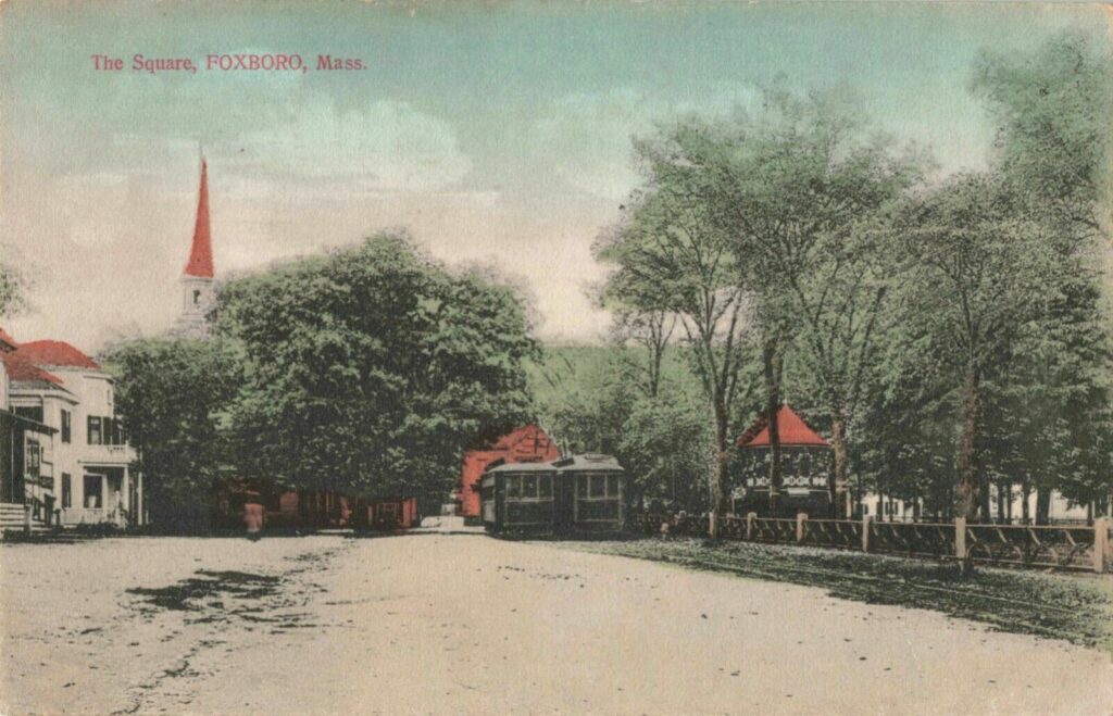 Vintage postcard of the Foxboro Common, Foxborough, Massachusetts